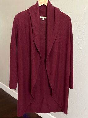 EILEEN FISHER Burgundy Relaxed Cardigan, Cotton/Linen Knit, Sz-S